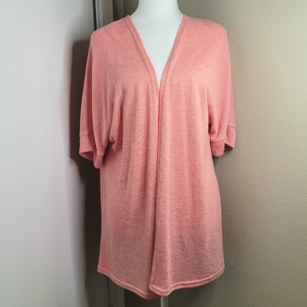 Torrid Cardigan Womens Sz 0 Orange Short Dolman Sleeve Hacci Open Front Stretchy